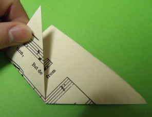 Fold one bottom corner up to the top