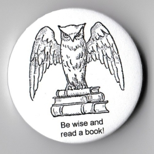 Be wise owl book badge